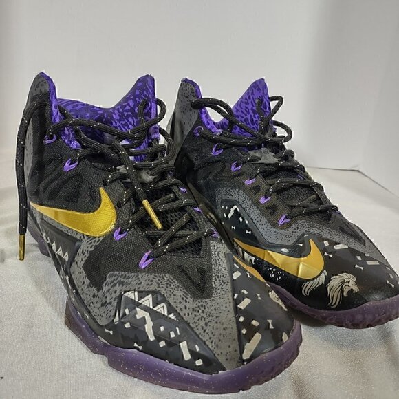 Nike Lebron 11 Anthracite, Metallic Gold Purple Venom Sneakers Size 9.5 - Picture 6 of 13